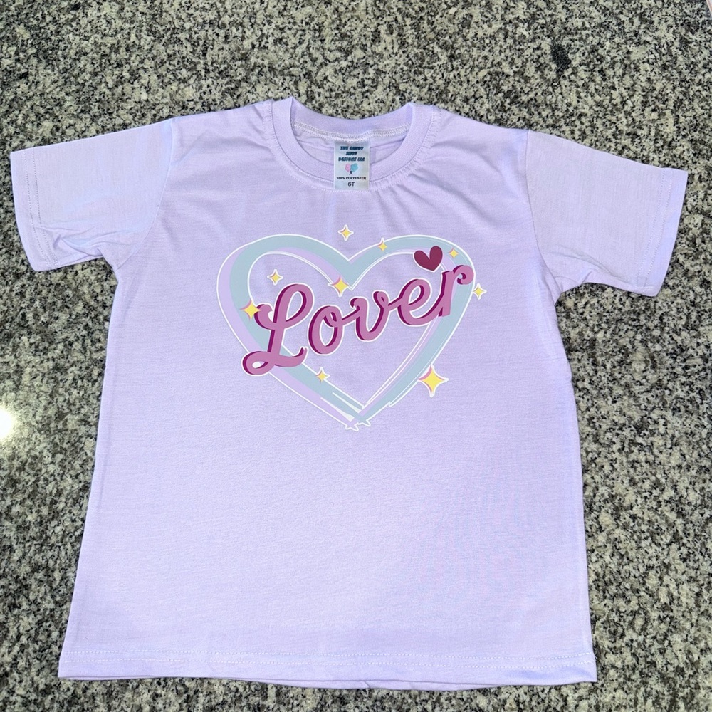 Kids Lavender Heart Print T-Shirt